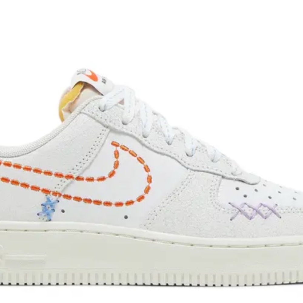 Air Force 1 White Sneakers with Colorful Stitching
